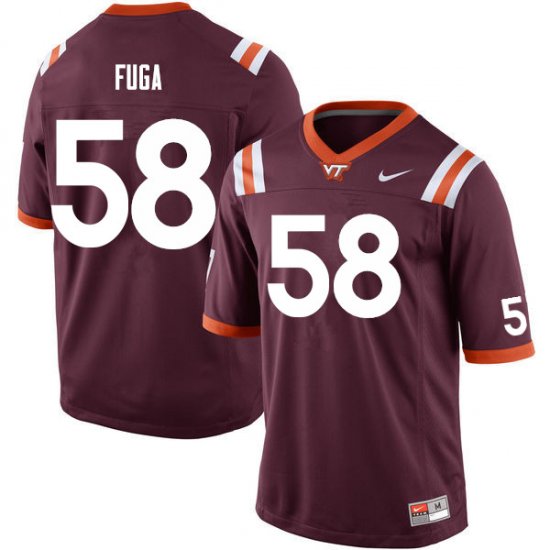 Sale -Maroon Josh Fuga #58 Virginia Tech Hokies Men High Quality University Football Jersey