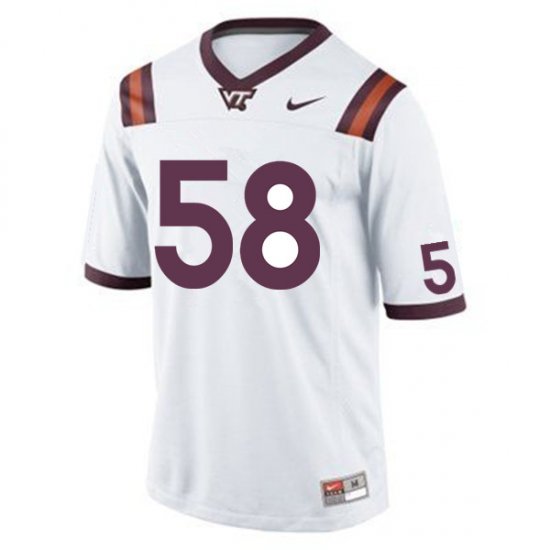 Sale -White Josh Fuga #58 Virginia Tech Hokies Men Embroidery NCAA Player Football Jersey