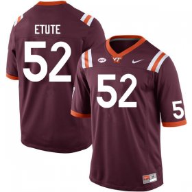 Sale -Maroon Isi Etute #52 Virginia Tech Hokies Men Fit NCAA Player Football Jersey