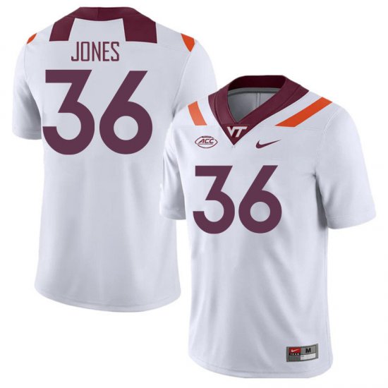 Sale -White Brody Jones #36 Virginia Tech Hokies Men High Quality NCAA Player Football Jersey