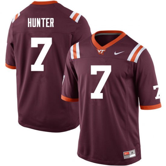 Sale -Maroon Devon Hunter #7 Virginia Tech Hokies Men High Quality NCAA Player Football Jersey