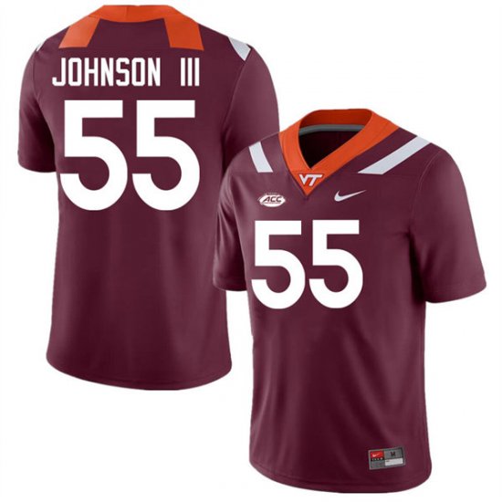 Sale -Maroon Gerard Johnson III #55 NCAA Virginia Tech Hokies Men High Quality Football Jersey