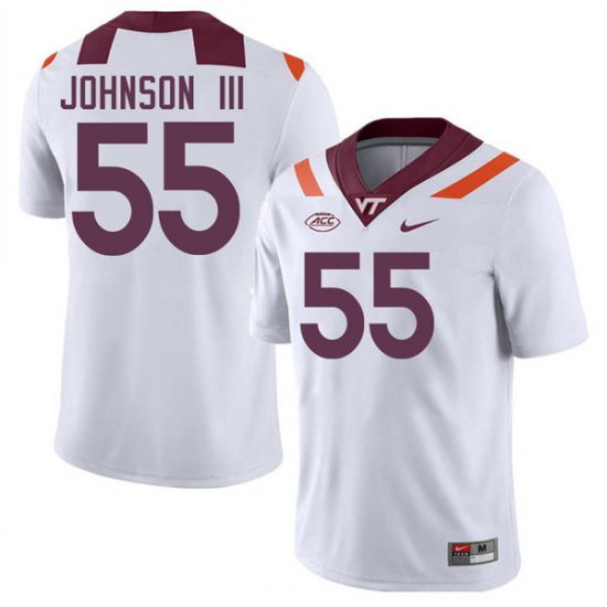 Sale -White Gerard Johnson III #55 NCAA Virginia Tech Hokies Men High Quality Football Jersey