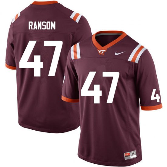 Sale -Maroon John Ransom #47 Virginia Tech Hokies Men Fit NCAA Player Football Jersey