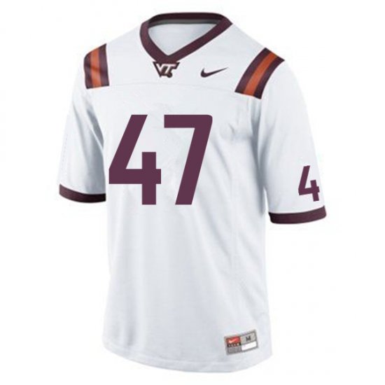 Sale -White John Ransom #47 Virginia Tech Hokies Men High Quality University Football Jersey