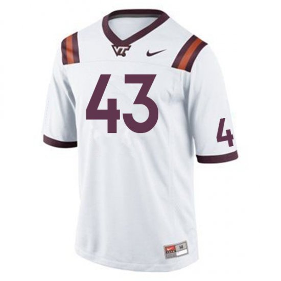 Sale -White John Ransom #43 Virginia Tech Hokies Men Embroidery NCAA Player Football Jersey