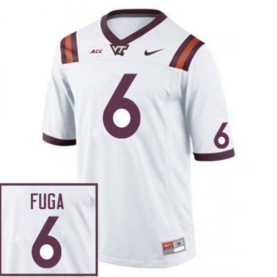 Sale -White Josh Fuga #6 Virginia Tech Hokies Men Embroidery NCAA Player Football Jersey