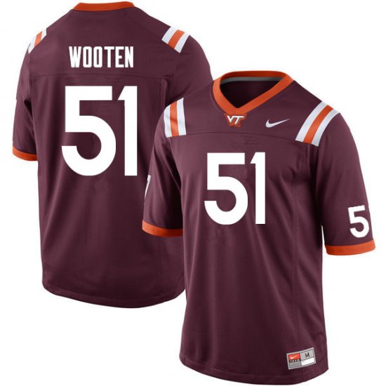 Sale -Maroon Robert Wooten #51 Virginia Tech Hokies Men Fit NCAA Player Football Jersey