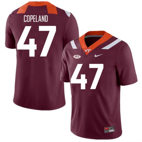 Sale -Maroon Tavorian Copeland #47 Virginia Tech Hokies Men Fit NCAA Player Football Jersey