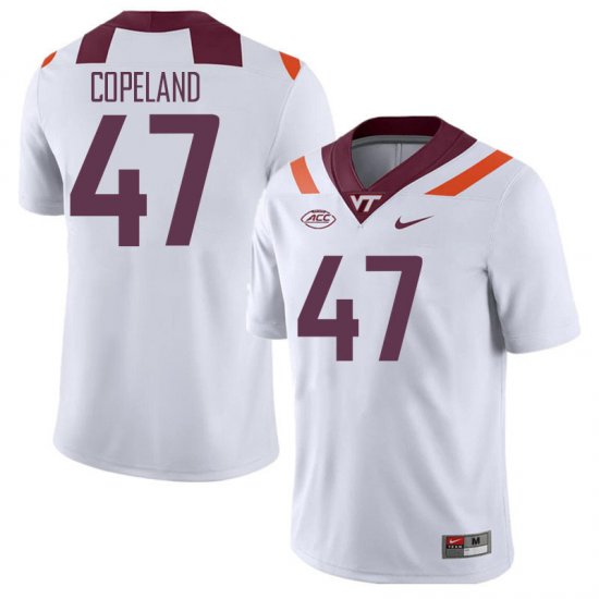 Sale -White Tavorian Copeland #47 Virginia Tech Hokies Men High Quality University Football Jersey