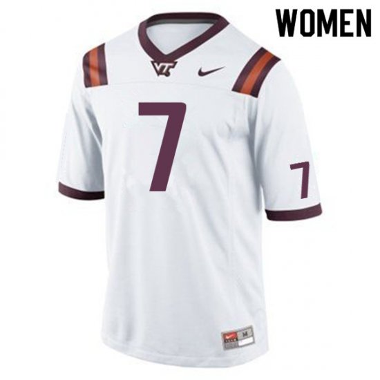 Sale -Maroon Devon Hunter #7 Virginia Tech Hokies Women High Quality University Football Jersey