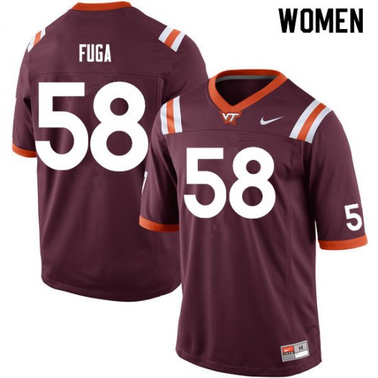 Sale -Maroon Josh Fuga #58 Virginia Tech Hokies Women High Quality NCAA Player Football Jersey