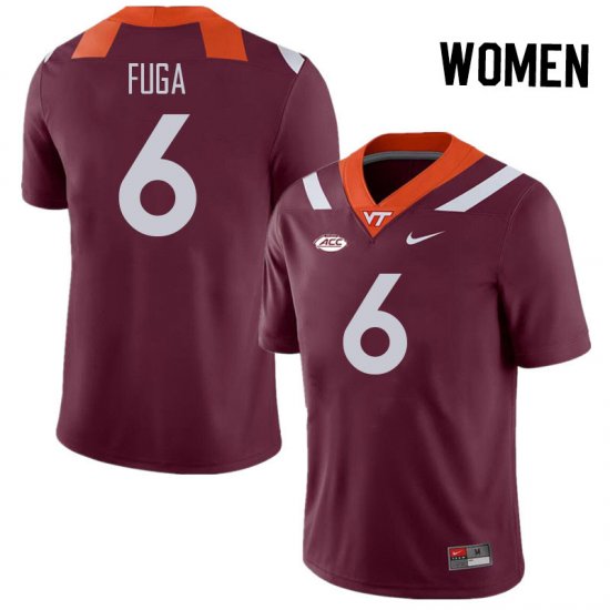 Sale -Maroon Josh Fuga #6 Virginia Tech Hokies Women Fit University Football Jersey