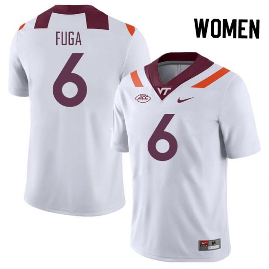 Sale -White Josh Fuga #6 Virginia Tech Hokies Women High Quality NCAA Player Football Jersey