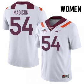 Sale -White Malachi Madison #54 Virginia Tech Hokies Women Fit University Football Jersey