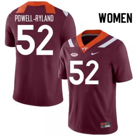 Sale -Maroon Antwaun Powell-Ryland #52 Virginia Tech Hokies Women Embroidery NCAA Player Football Jersey