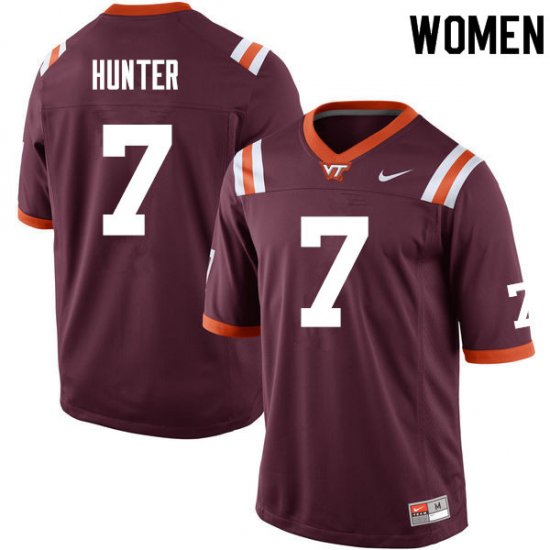 Sale -Maroon Devon Hunter #7 Virginia Tech Hokies Women Embroidery NCAA Player Football Jersey