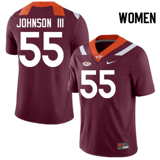 Sale -Maroon Gerard Johnson III #55 Player Virginia Tech Hokies Women Fit Football Jersey