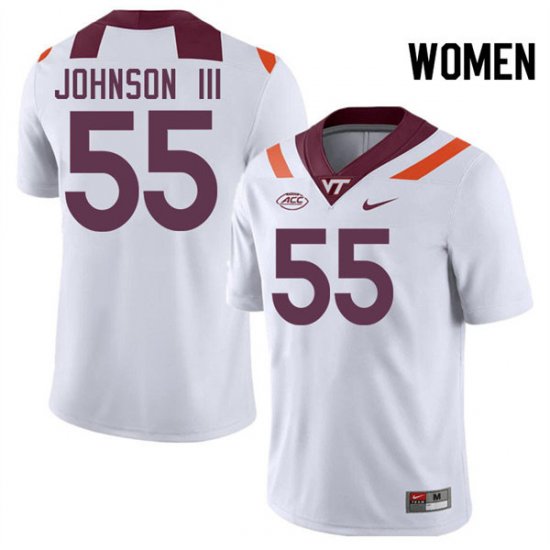 Sale -White Gerard Johnson III #55 Player Virginia Tech Hokies Women Fit Football Jersey