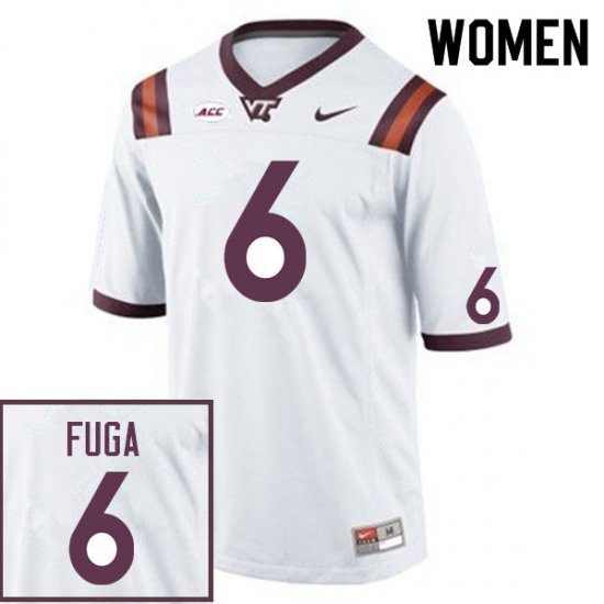 Sale -White Josh Fuga #6 Virginia Tech Hokies Women Embroidery NCAA Player Football Jersey