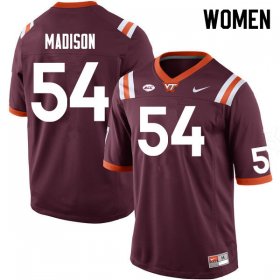 Sale -Maroon Malachi Madison #54 Virginia Tech Hokies Women Fit NCAA Player Football Jersey