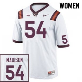 Sale -White Malachi Madison #54 Virginia Tech Hokies Women High Quality University Football Jersey