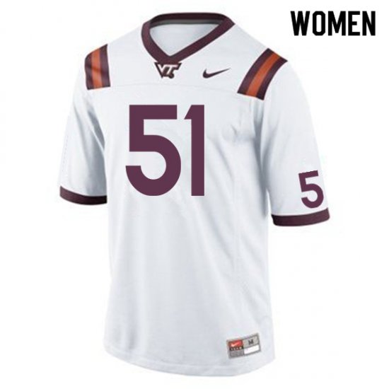 Sale -White Robert Wooten #51 Virginia Tech Hokies Women Fit University Football Jersey