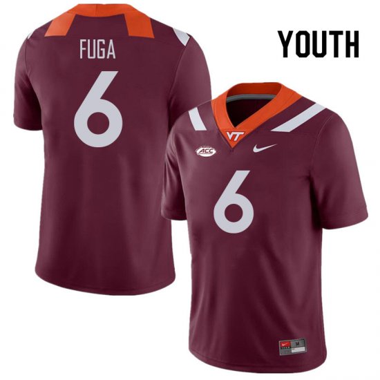 Sale -Maroon Josh Fuga #6 Virginia Tech Hokies Youth Fit University Football Jersey