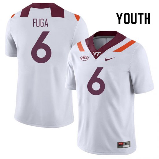 Sale -White Josh Fuga #6 Virginia Tech Hokies Youth High Quality NCAA Player Football Jersey