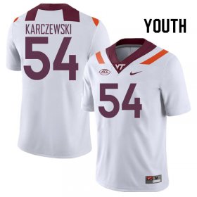 Sale -White Grant Karczewski #54 Virginia Tech Hokies Youth Fit University Football Jersey