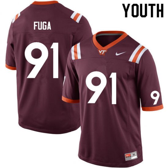 Sale -Maroon Josh Fuga #91 Virginia Tech Hokies Youth Fit University Football Jersey