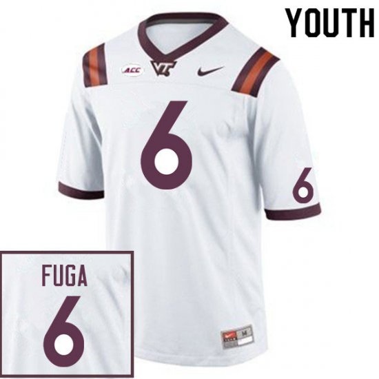 Sale -White Josh Fuga #6 Virginia Tech Hokies Youth Embroidery NCAA Player Football Jersey