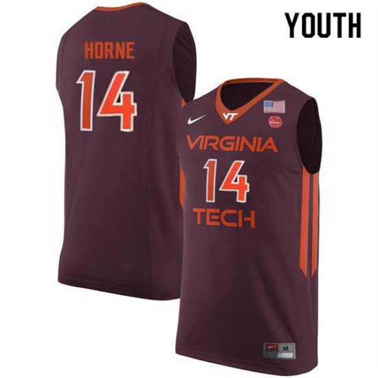 Sale -Maroon P.J. Horne #14 Virginia Tech Hokies Youth Embroidery University Basketball Jersey