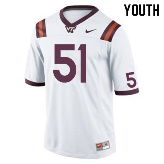 Sale -White Robert Wooten #51 Virginia Tech Hokies Youth Embroidery University Football Jersey